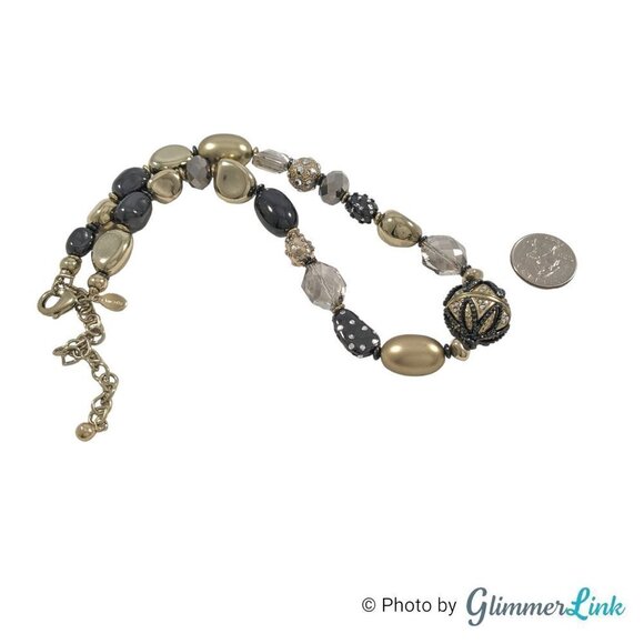 Chico's Tri-Tone Mixed Bead Shapes Geometric Focal Bead Necklace - Picture 9 of 13